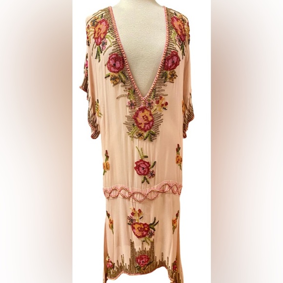 TRACY REESE Silk Chiffon Beaded Dress w/Slip NWT 12 - Picture 3 of 16